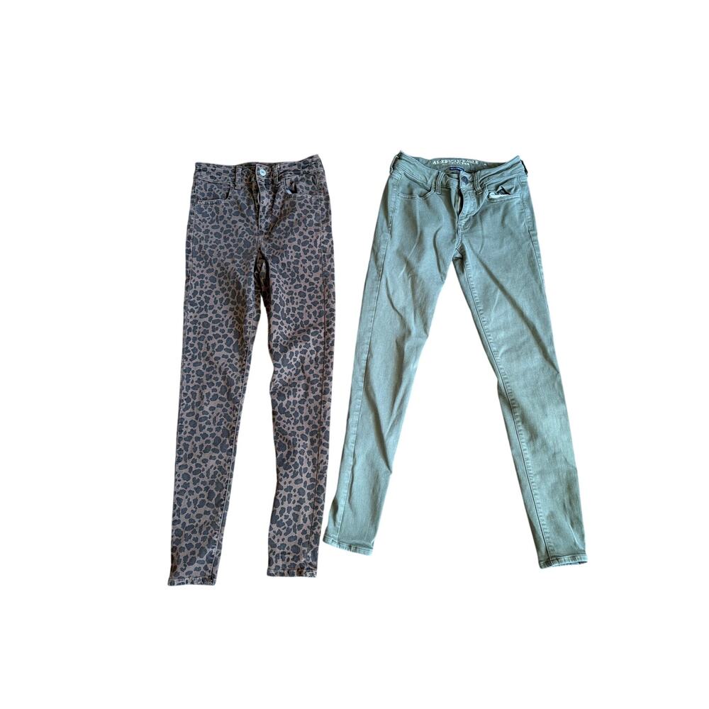 Lot of 2 American Eagle Size 2 Stretch Denim Skinny Jegging Pants